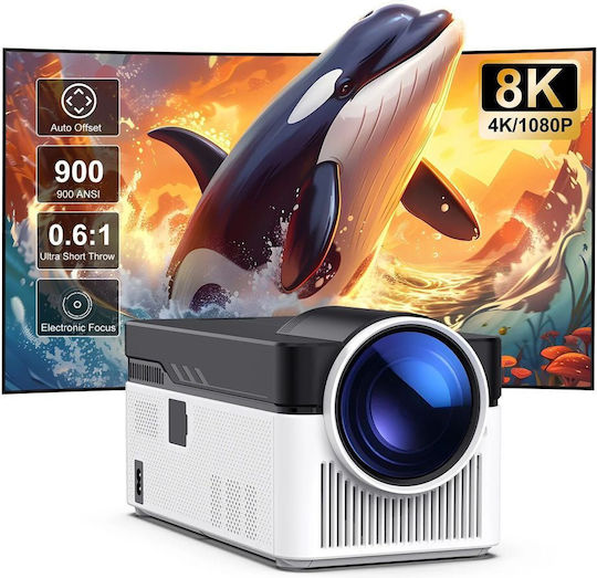 TOPLEO HY450 B0F3DH5Q2S Mini Projektor DLP Full HD LED-Lampe mit Wi-Fi und Eingebauten Lautsprechern Weiß