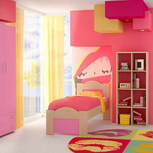 Welle Kinderbett Semi-Doppel Rosa für Matratze 110x190cm