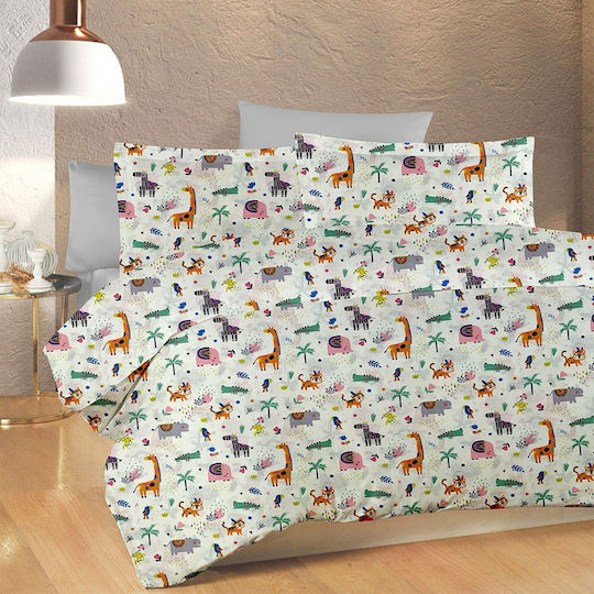 Dimcol Bebe Βρεφική Μαξιλαροθήκη από 100% Βαμβάκι White-Multi 35x45εκ.
