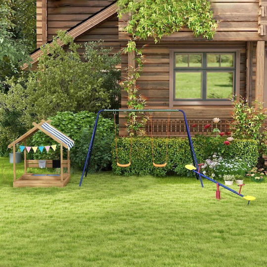 Playground Set 2 Swings Multicolour for Kids 3-8 Years 269x160x180 Cm