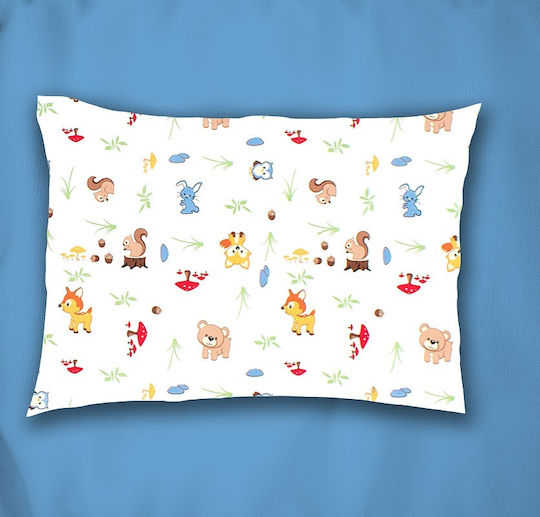 Dimcol Kids Cotton Pillowcase 50x70cm White-sky Blue