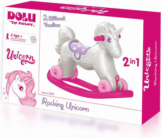 Dolu Cal balansoar 2 în 1 Unicorn Jucărie cu leagăn Unicorn pentru greutate maximă de 23kg Roz