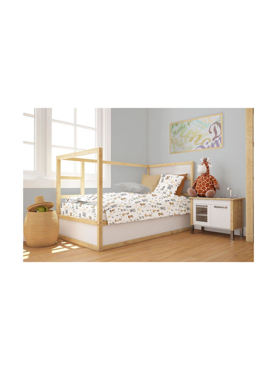 Dimcol Βρεφική Παπλωματοθήκη White-grey 120x160εκ.
