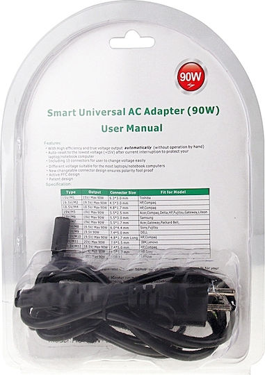 Τροφοδοτικό Universal Ac Power Adapter Generic Au-90w+13 Tips 90w Charger 13 Tips Connectors Laptop Notebook Eu Plug Κωδ 92004