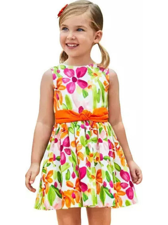 Children's Dress Sleeveless Satin Floral Multicolour