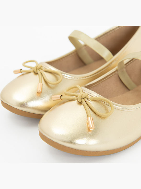 Kids Ballerinas with Hoop & Loop Closure Gold