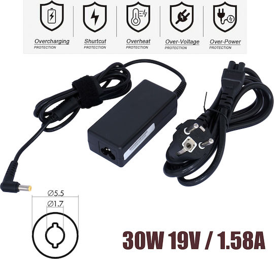 Τροφοδοτικό Laptop Ac Adapter Φορτιστής Acer 30w Pa-1300-04 19v 1.58a 5.5mm X 1.7mm Laptop Notebook Charger Oem Υψηλής Ποιότητας Κωδ.60030