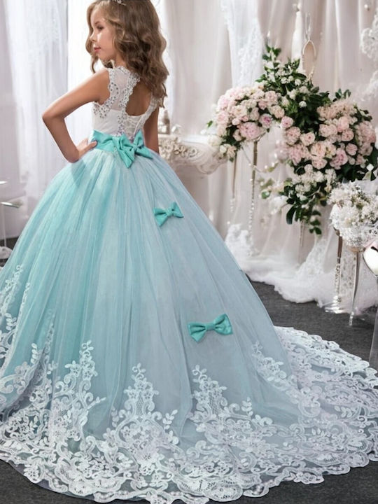 Children's Dress Sleeveless Tulle Turquoise