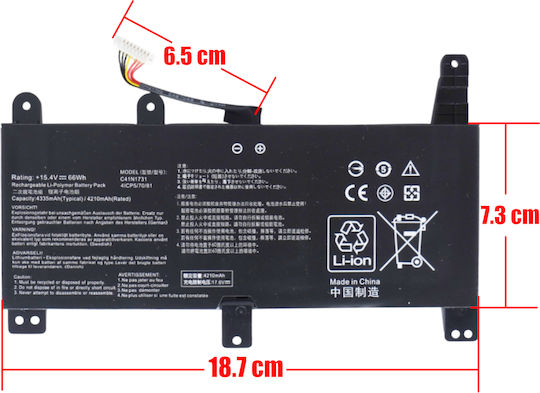15.4v Съвместима Батерия за Asus ROG Asus ROG Strix G732LV, G732LWS, G732LW, G731GU, G731GV, G731GW, G712LWS, G712LW, G712LU, G712LV с 4335mAh