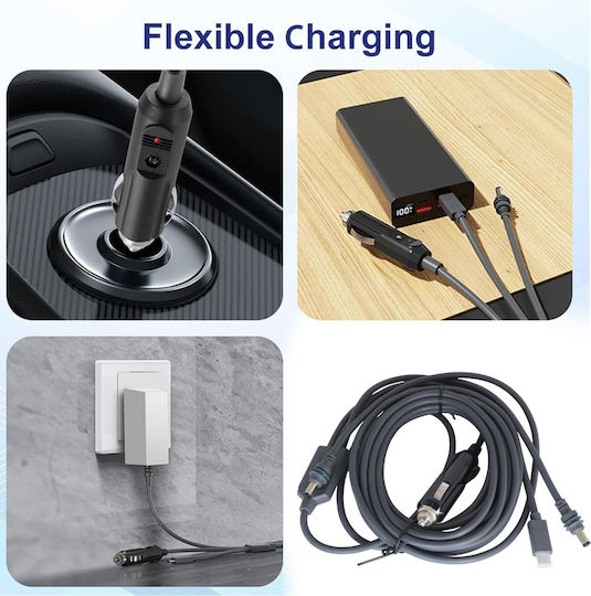 Charging Cable Waterproof 3-in-1 Cable DC Power USB-C To DC 12-24V Car Charger Starlink Mini 5m/16.4ft 5.5mm*2.1mm Code 1-per0095