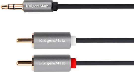 Kruger & Matz Καλώδιο Ήχου 3.5mm male - RCA male Μαύρο 3m με Επίχρυσους Ακροδέκτες KM1216