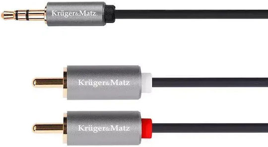 Kruger & Matz Καλώδιο Ήχου 3.5mm male - RCA male Μαύρο 10m KM1215