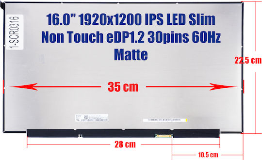 Ecran 16" Slim / IPS / LED / Atingeți / 60Hz 1920x1200 Mat pentru Laptop