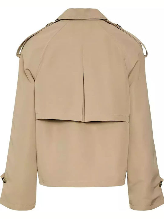 Chloe Women's Light Beige Coat with Buttons