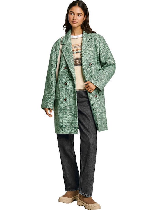 Women's Green Coat with Buttons