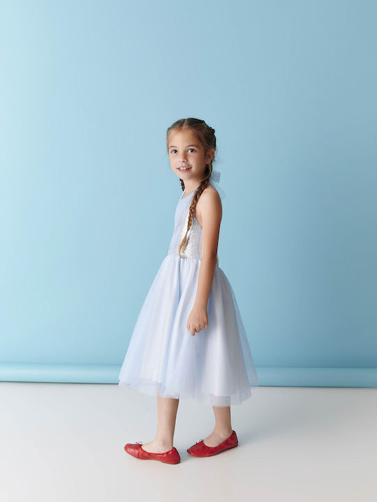 Girls Sleeveless Tulle Dress Set with Accessories Light Blue