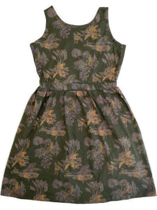 Floral Rochie pentru Copii Fără mâneci Floral Kaki
