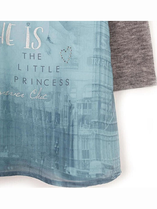 Girls Dress Long Sleeve Knitted Light Blue