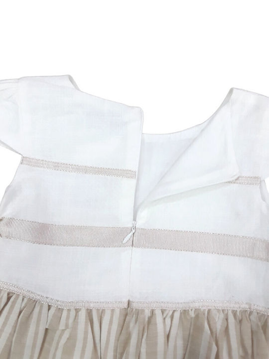 Rochie pentru Copii Mâneca scurta Cu dungi Bej