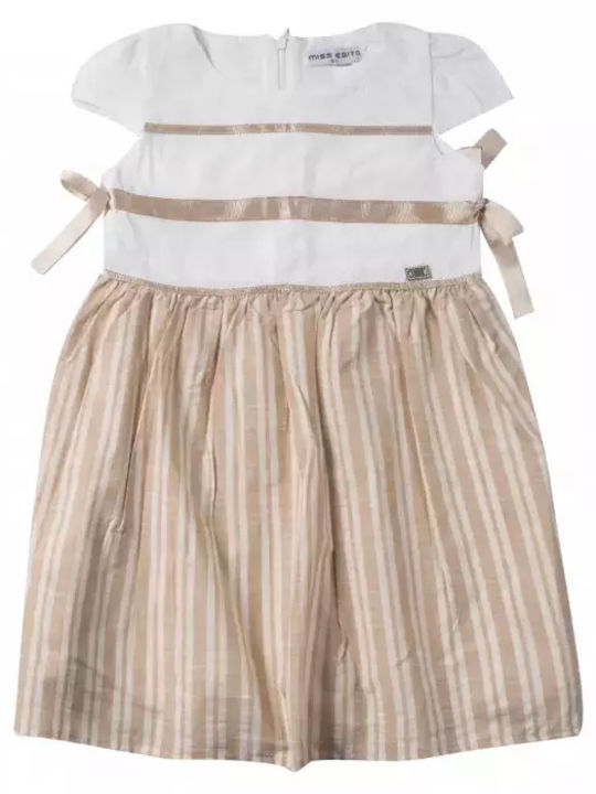 Rochie pentru Copii Mâneca scurta Cu dungi Bej