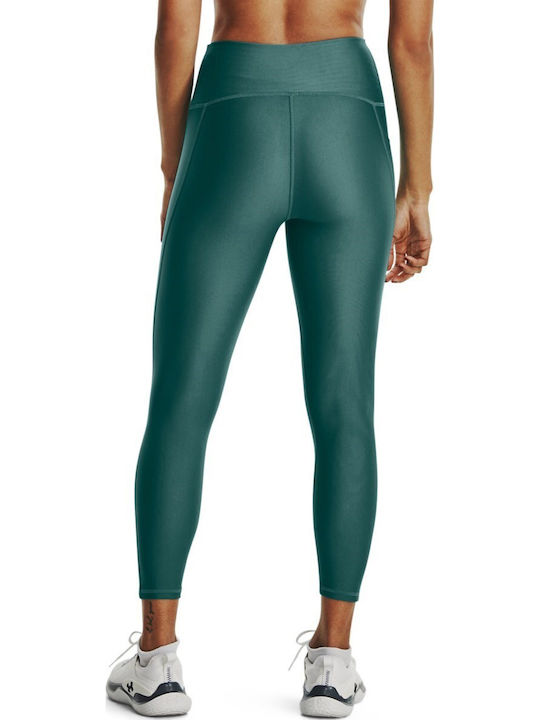Heat Gear 7/8 Women's Cropped Training Legging Shiny & High Waisted Coastal Teal / White