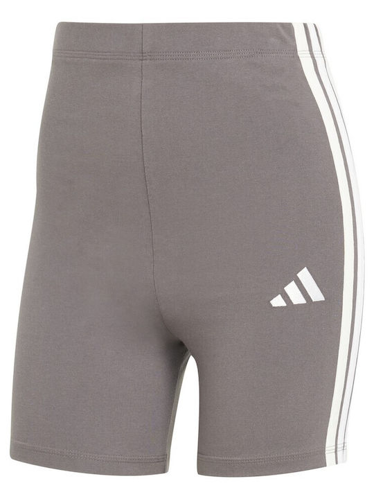 Essentials 3-Stripes Training Γυναικείο Ποδηλατικό Κολάν Ψηλόμεσο ΓΚΡΙ ΣΚΟΥΡΟ