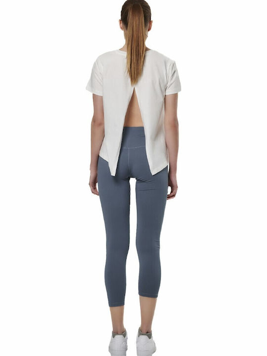 Schulung Frauen Gekürzt Leggings Blue Grey