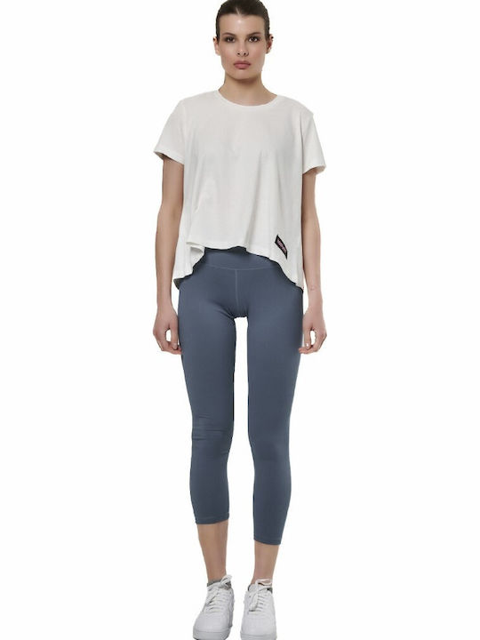 Schulung Frauen Gekürzt Leggings Blue Grey