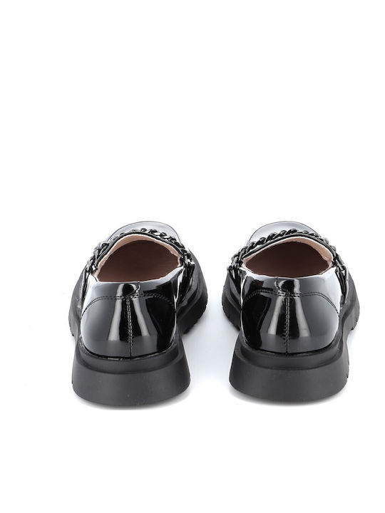 Girls Leather Slip-On Moccasins Black
