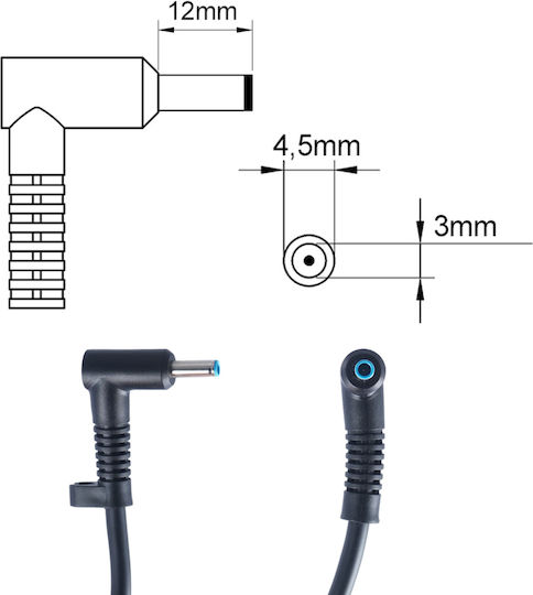 Ac Adapter Φορτιστής Laptop 200W 19.5V 10.3A για HP με Αποσπώμενο Καλώδιο Τροφοδοσίας