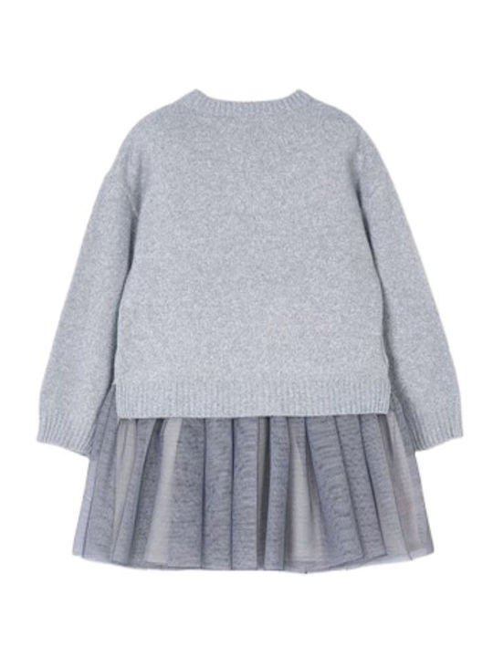 Children's Dress Long Sleeve Knitted Silver