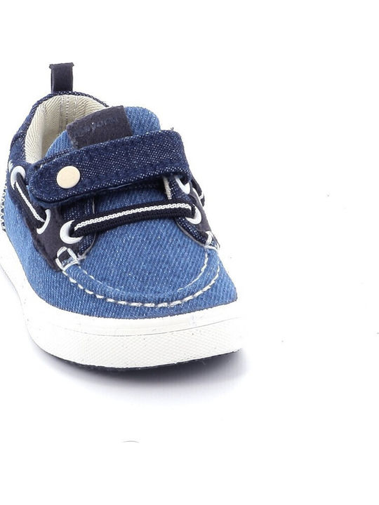 Boys Fabric Moccasins with Velcro Navy Blue