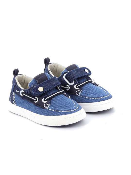 Boys Fabric Moccasins with Velcro Navy Blue