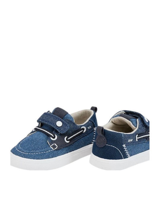 Boys Fabric Moccasins with Velcro Navy Blue