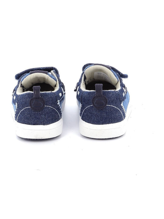 Boys Fabric Moccasins with Velcro Navy Blue