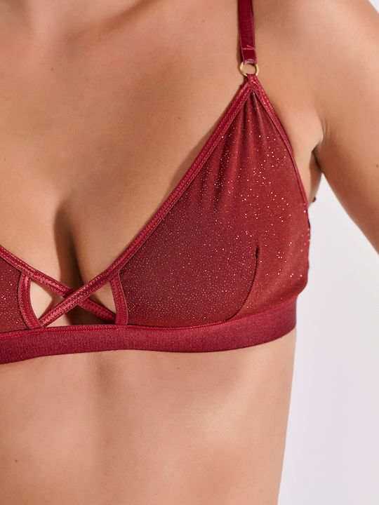 Milena by Paris Unterwäsche-Set für Damen Bralette mit Zeichenfolge Burgundy
