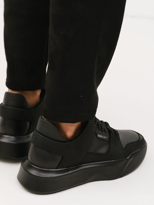 Ανδρικά Ανατομικά Flatforms Sneakers Total Black