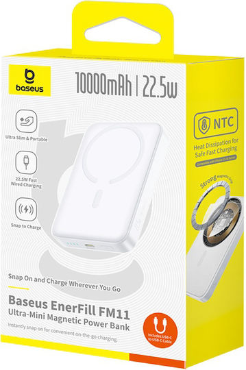 Baseus EnerFill FM11 MagSafe Power Bank 10000mAh 22.5W με Θύρα USB-C Power Delivery Λευκό