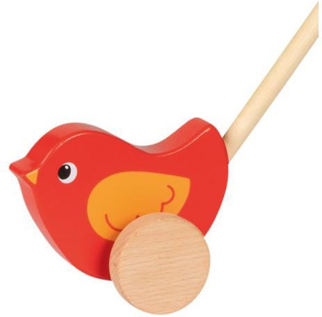 Goki Pull Along Toy Cute Bird Made of Wood for 12+ Months