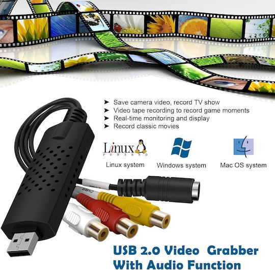 Convertor VHS la Digital USB – Placă de Captură Video Audio Windows 11 10 8 Ideal pentru Casete VHS Camere DVR