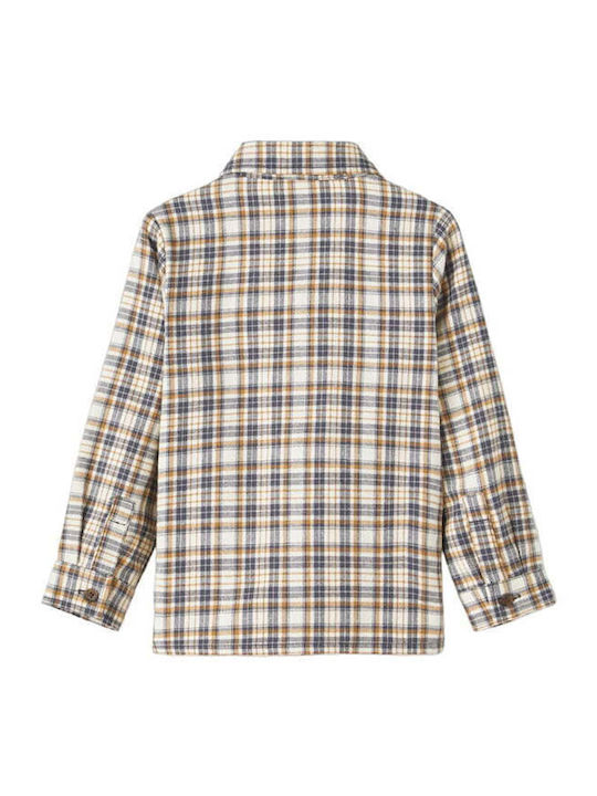 Kids Checked Shirt Long Sleeve Beige