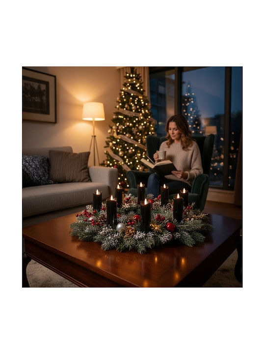 Lustră Decorativă Lumânare Negru 12buc