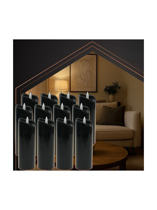 Lustră Decorativă Lumânare Negru 12buc