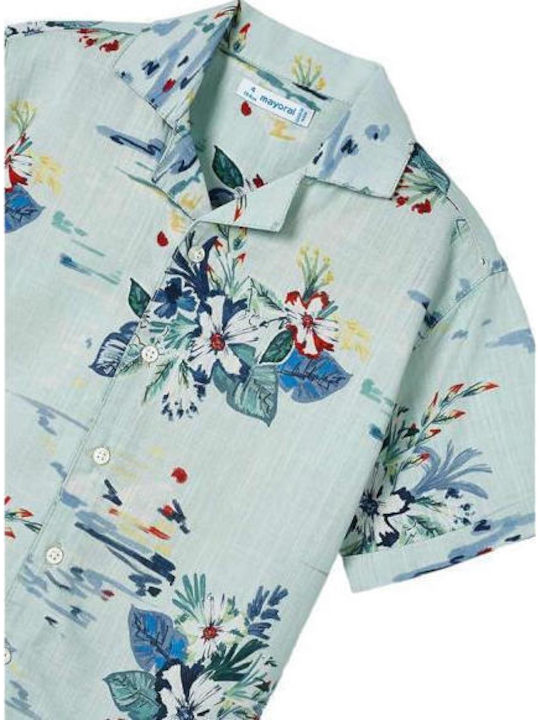 Kids Floral Shirt Short Sleeve Green