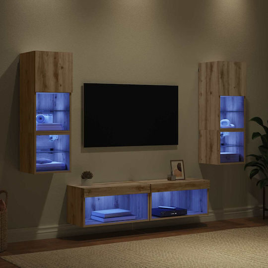 Έπιπλο TV Επιδαπέδιο με Φωτισμό Led Καφέ 30x28.5x30εκ.