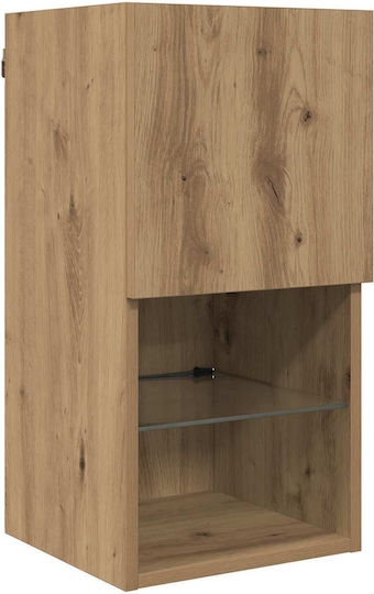 TV Stand made of Wood and Glass with LED Lighting Brown 30x28.5x30cm