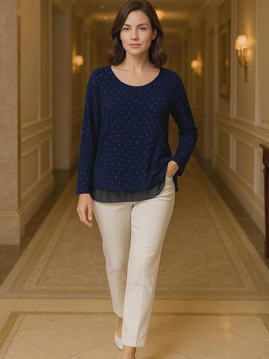 Bluza Damă Mânecă Lungă Albastru Închis