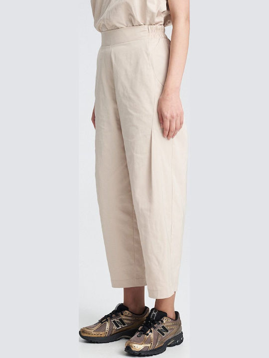 Women's Fabric Trousers Balloon Line Beige