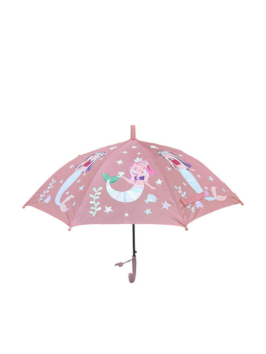 Gift-Me Kids Curved Handle Auto-Open Umbrella with Diameter 67cm Pink