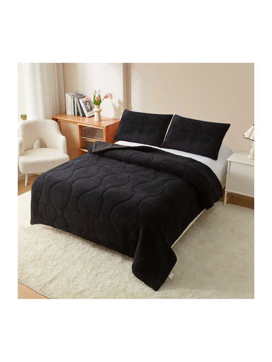 Homeone Κουβερτοπάπλωμα Σετ Μονό 160x220εκ. Μαύρο 2τμχ 300 GSM